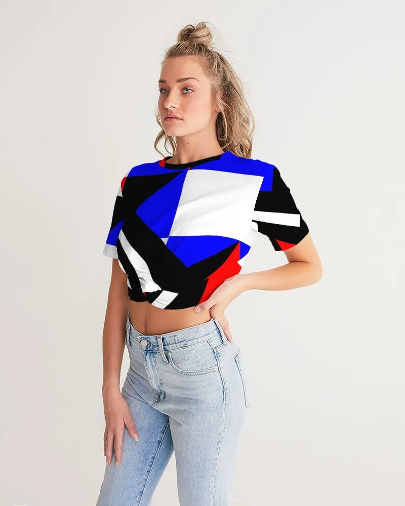 80s Diamond half Women's Twist-Front Cropped Tee