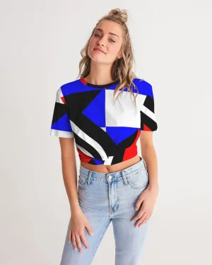 80s Diamond half Women's Twist-Front Cropped Tee