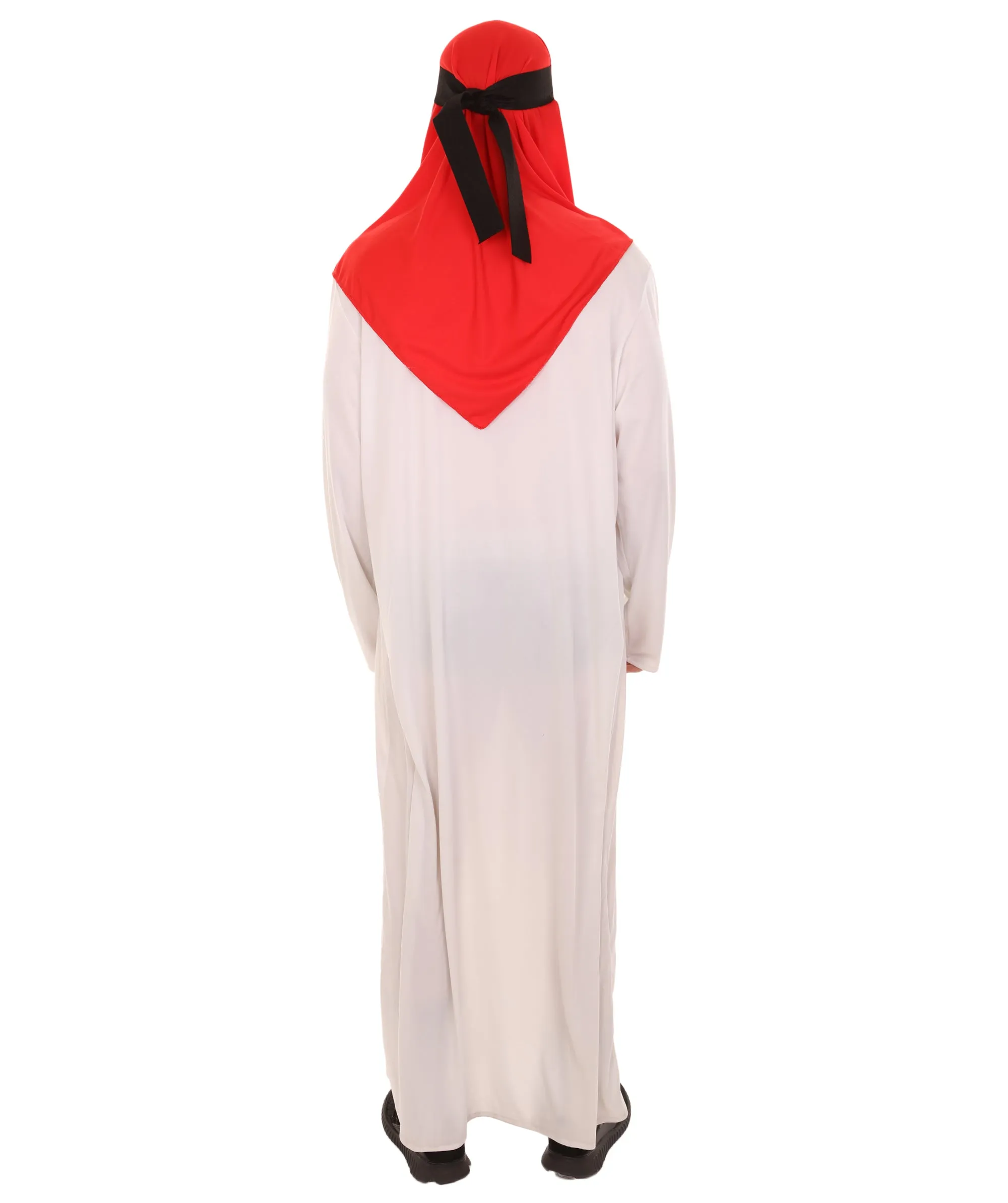 Adult Men's Sheikh Arabian Costume | White & Red Cosplay Costume