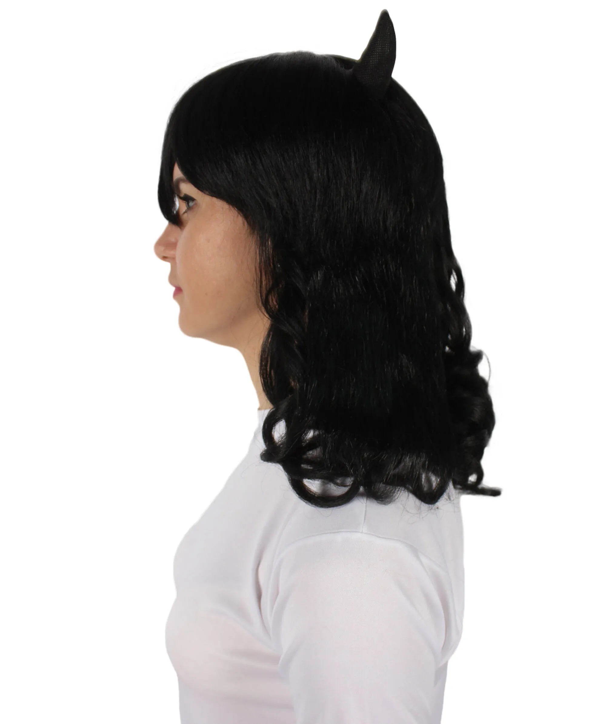 Adult Women's Anime Wavy Demon Wig with Horns | Multiple Color Options