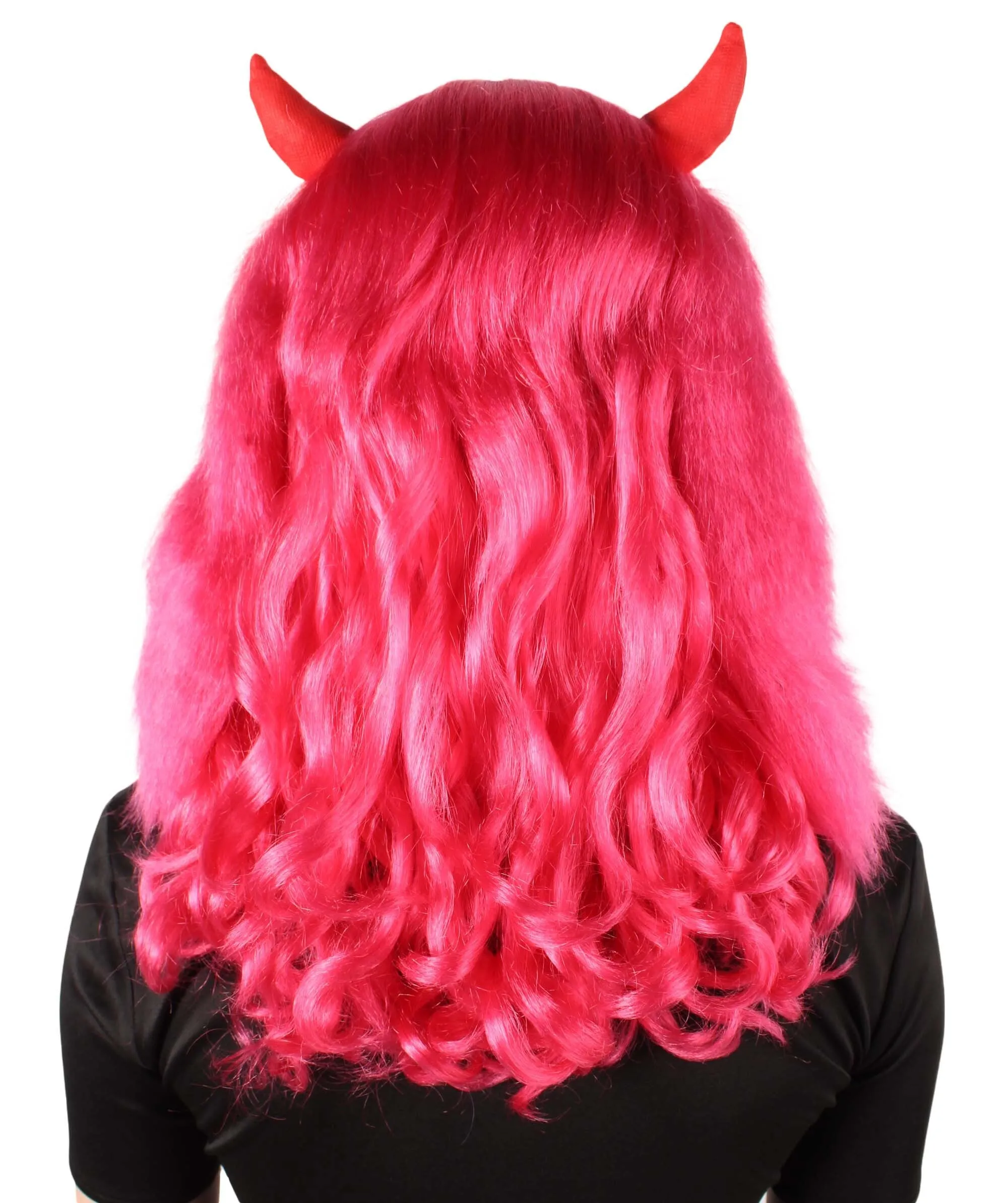 Adult Women's Anime Wavy Demon Wig with Horns | Multiple Color Options