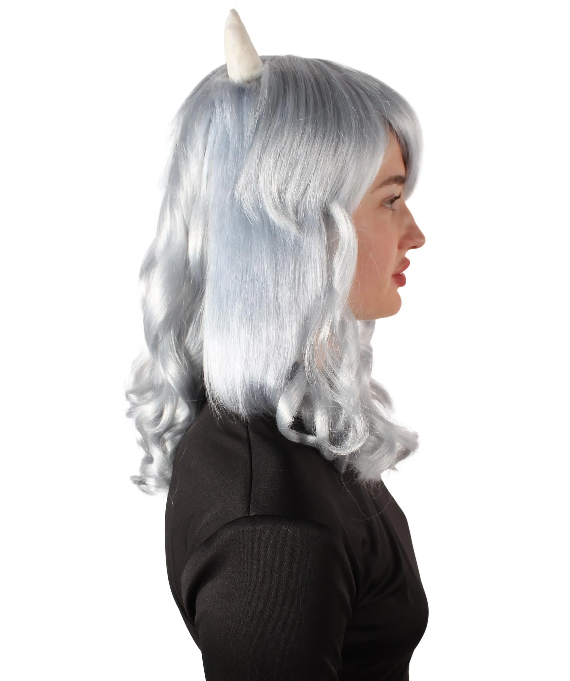 Adult Women's Anime Wavy Demon Wig with Horns | Multiple Color Options