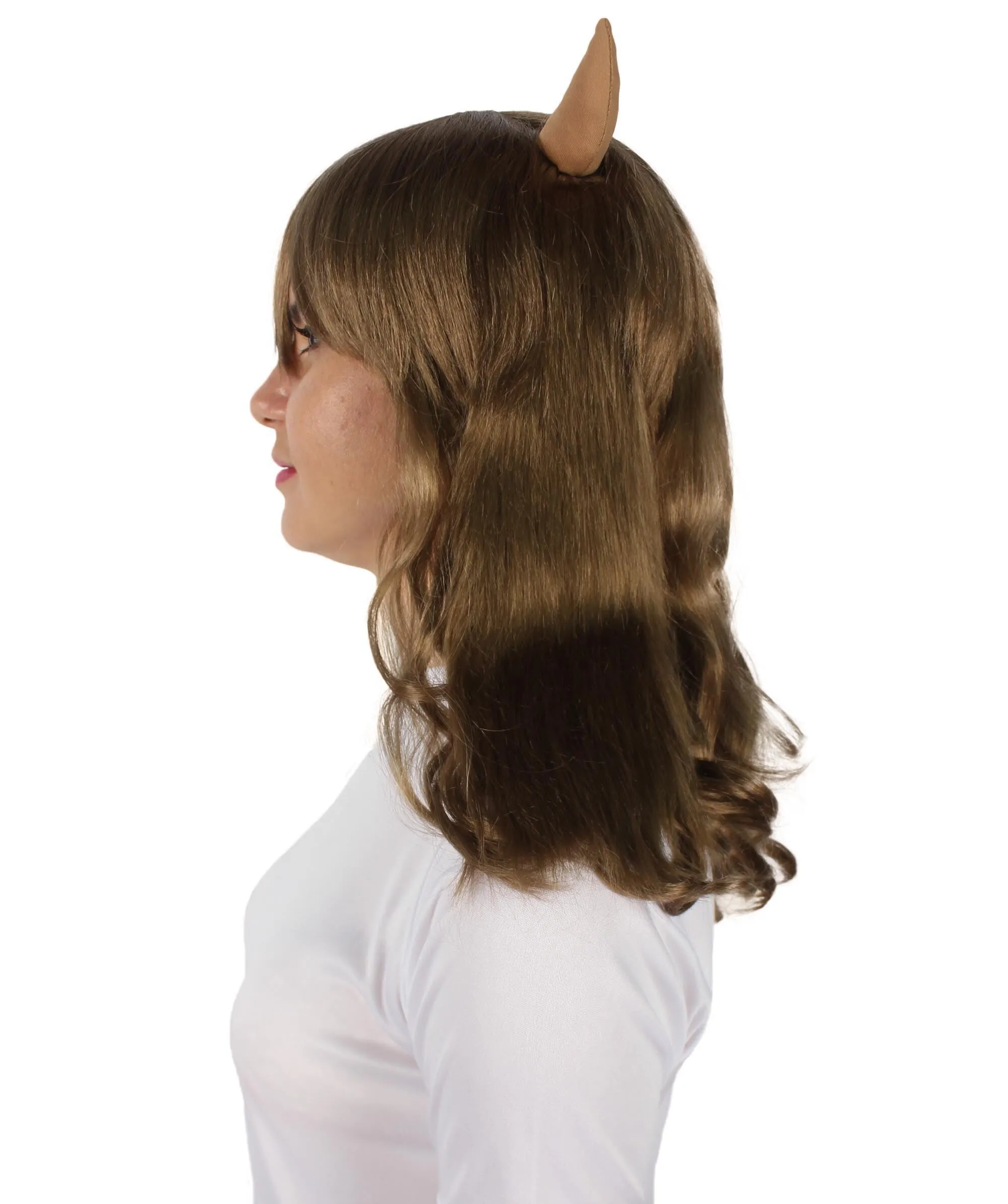 Adult Women's Anime Wavy Demon Wig with Horns | Multiple Color Options