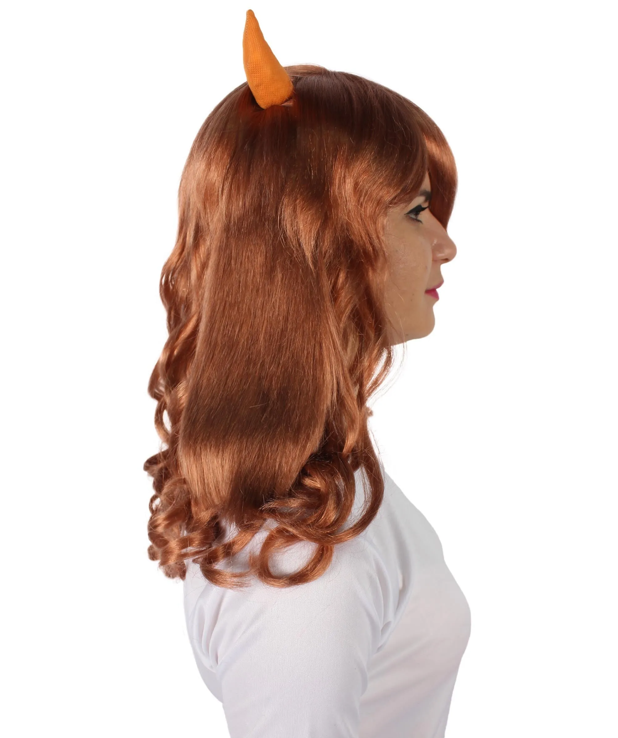 Adult Women's Anime Wavy Demon Wig with Horns | Multiple Color Options