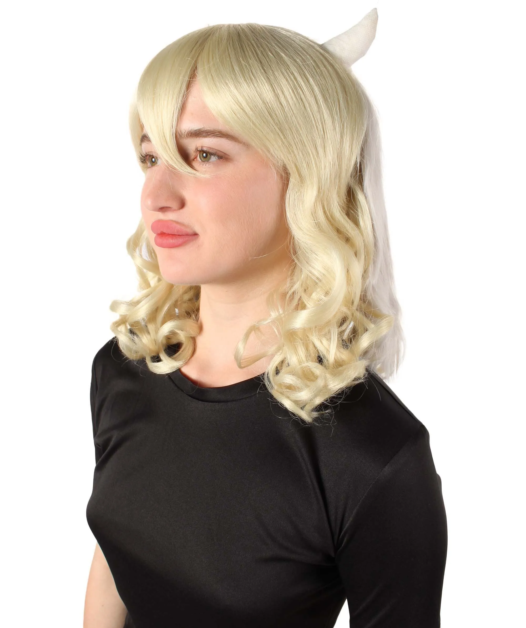 Adult Women's Anime Wavy Demon Wig with Horns | Multiple Color Options