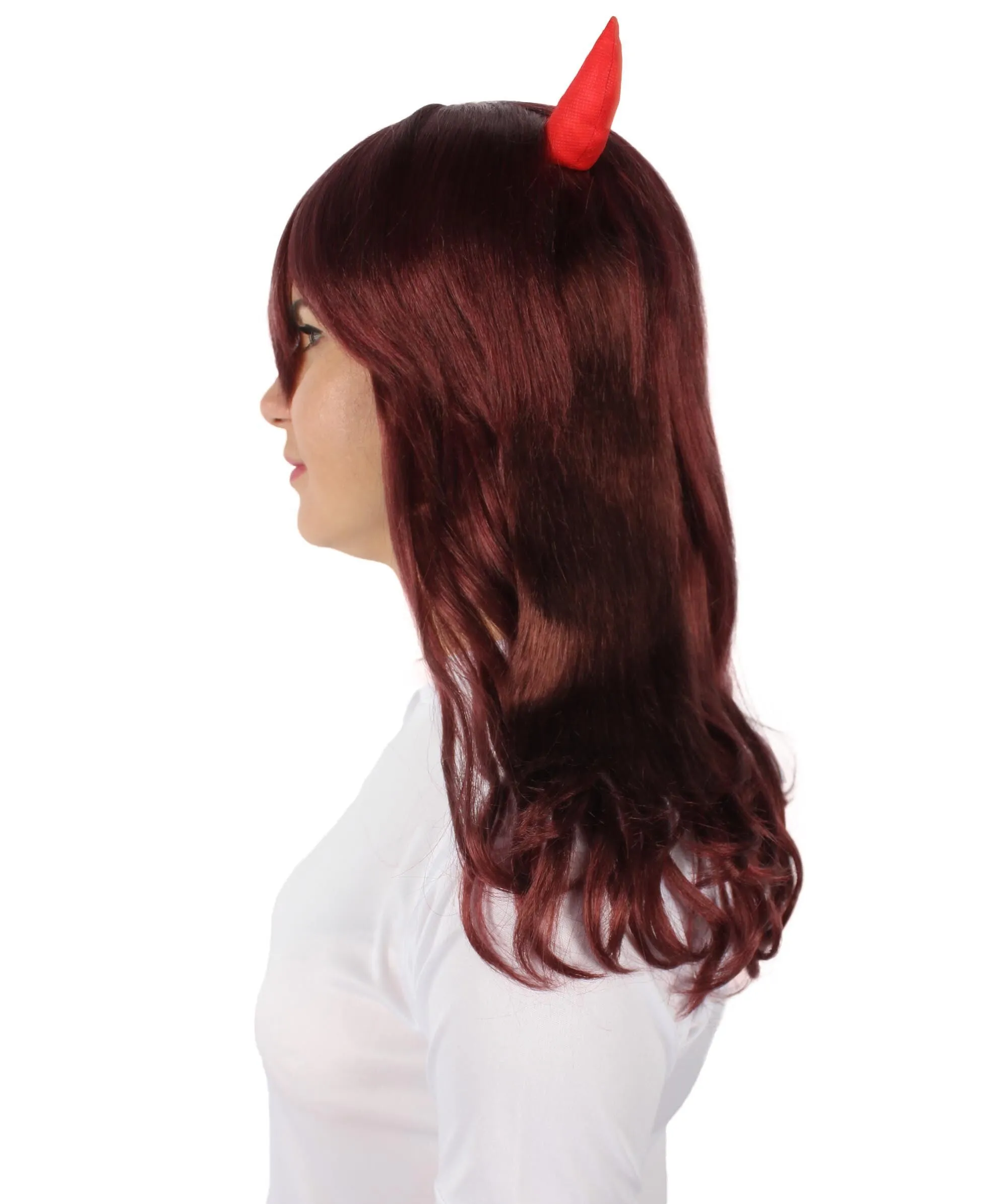 Adult Women's Anime Wavy Demon Wig with Horns | Multiple Color Options