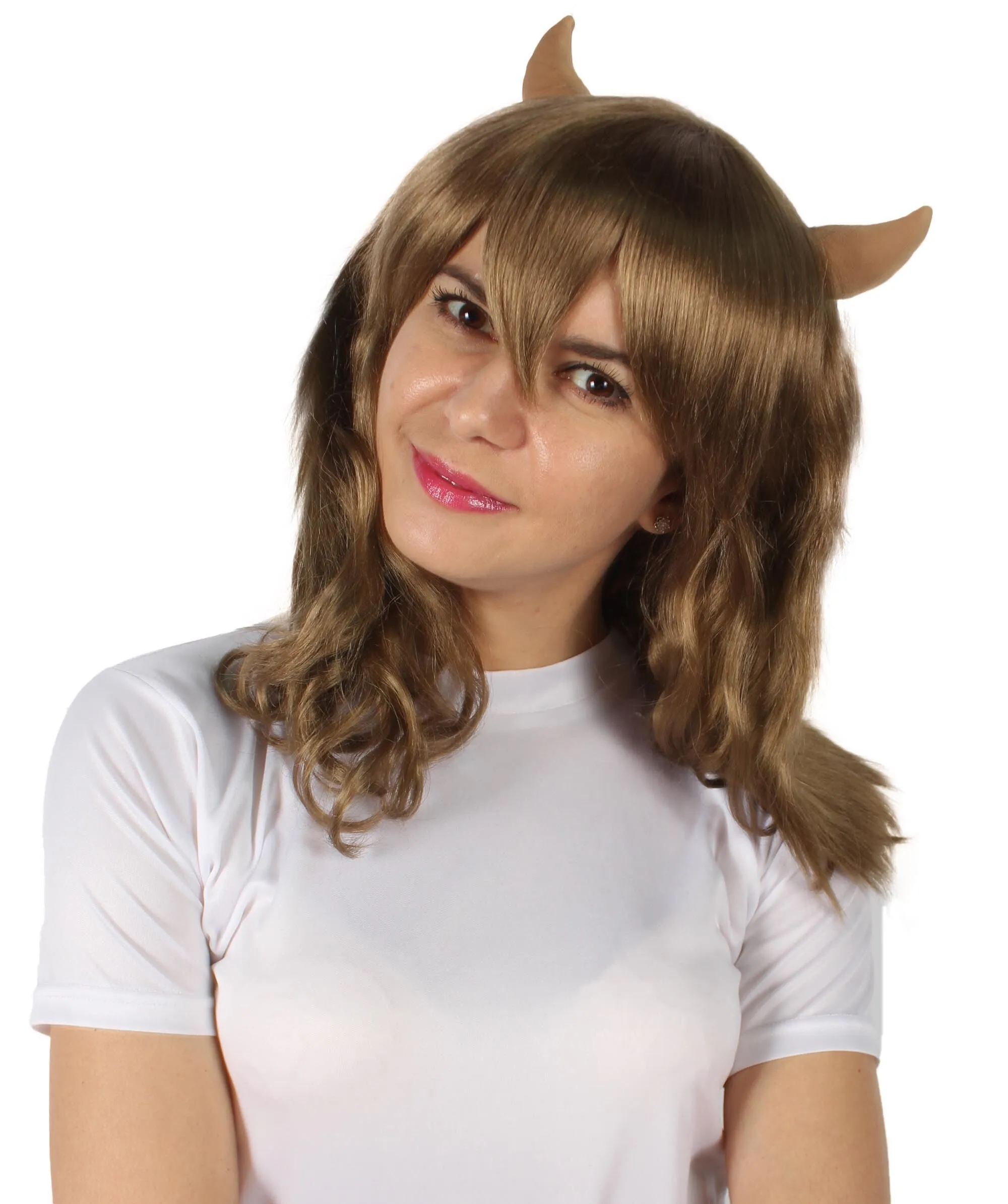 Adult Women's Anime Wavy Demon Wig with Horns | Multiple Color Options