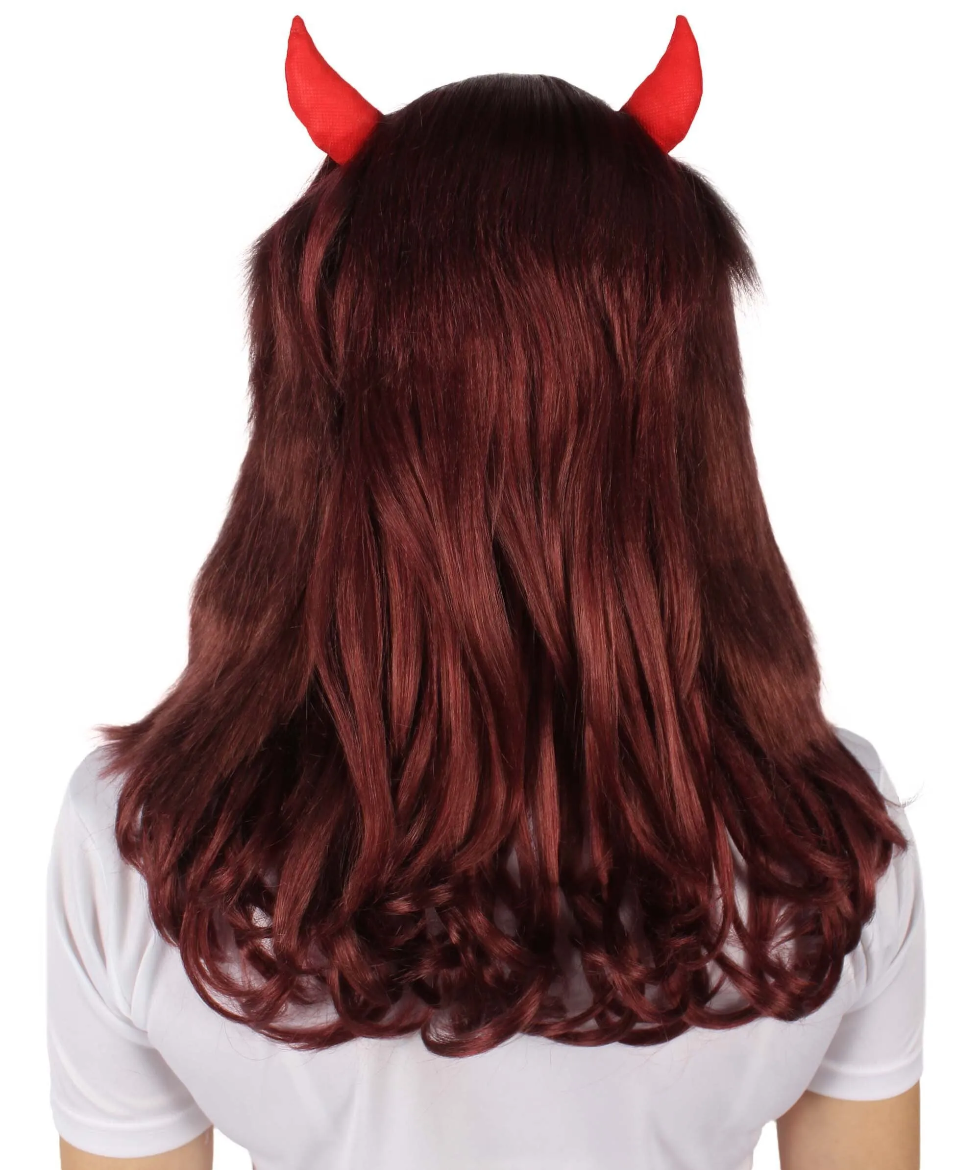 Adult Women's Anime Wavy Demon Wig with Horns | Multiple Color Options