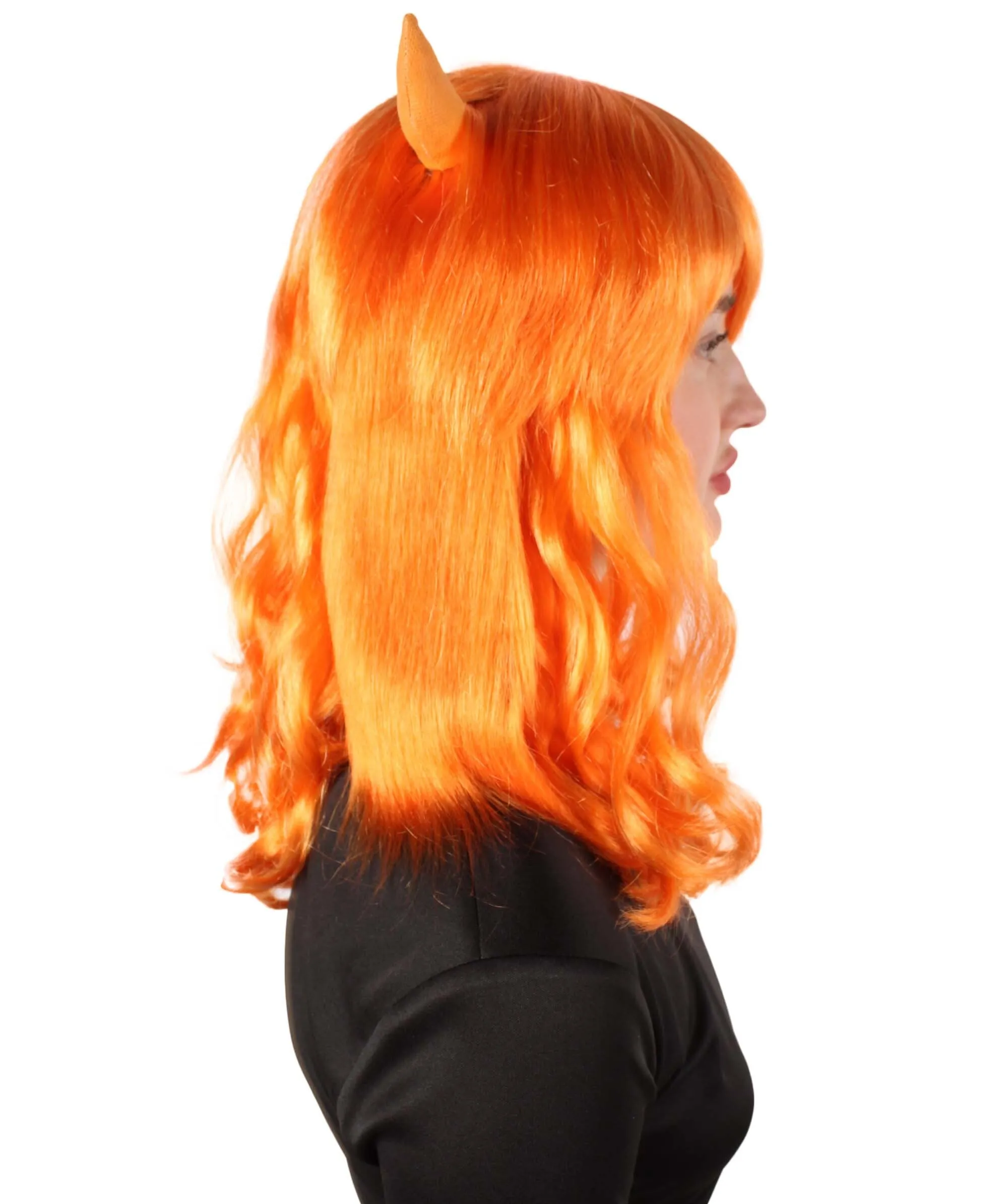 Adult Women's Anime Wavy Demon Wig with Horns | Multiple Color Options