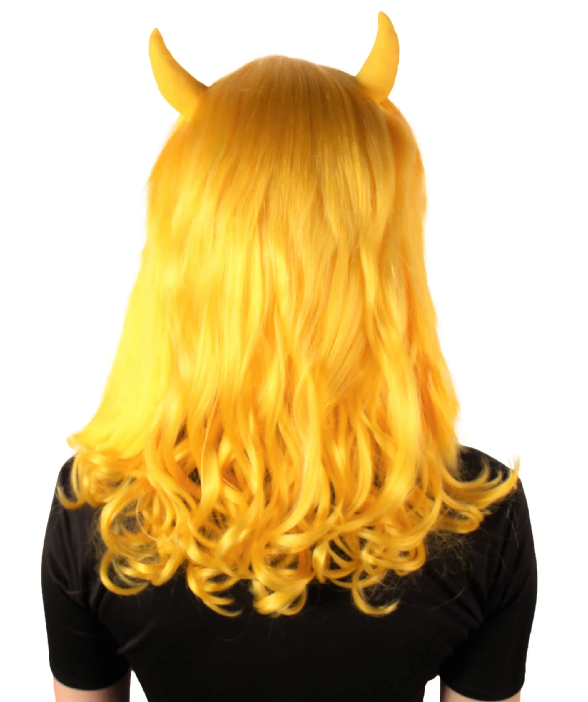 Adult Women's Anime Wavy Demon Wig with Horns | Multiple Color Options