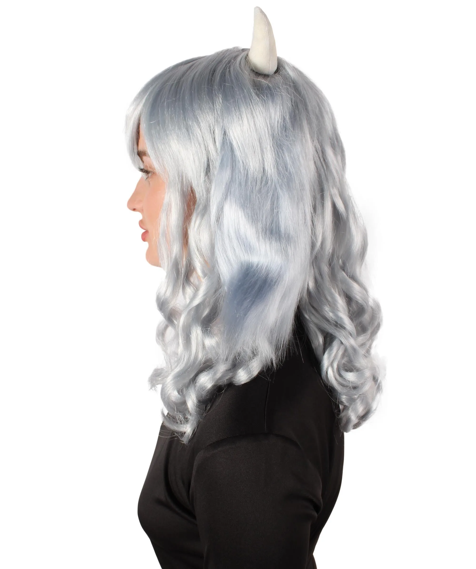 Adult Women's Anime Wavy Demon Wig with Horns | Multiple Color Options