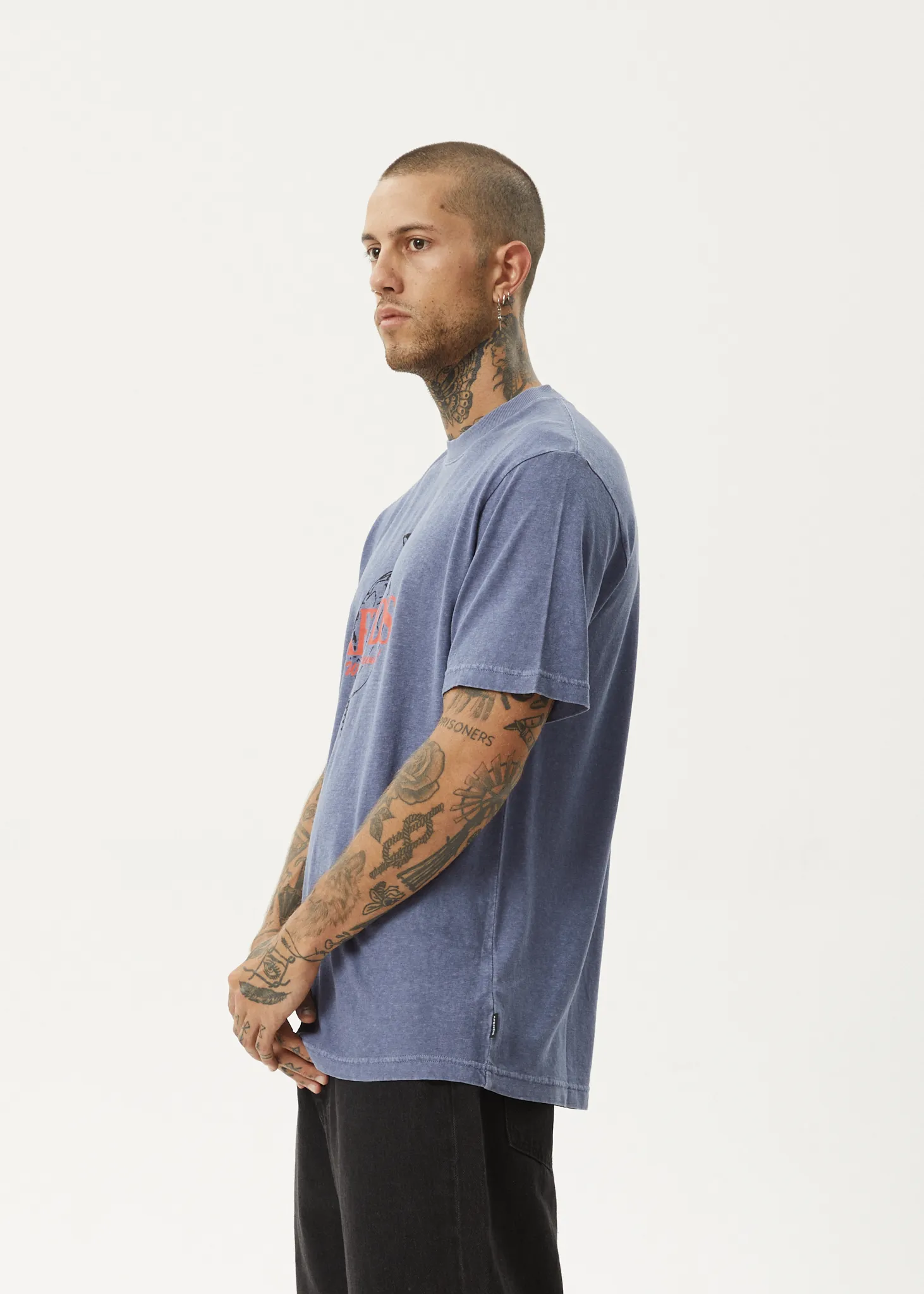 AFENDS Mens Screwed - Retro Fit Tee - Washed Marlin