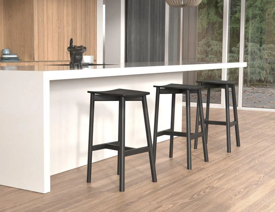 Andi Stool - Black - Backless - 66cm Seat Height (Kitchen Bench height)