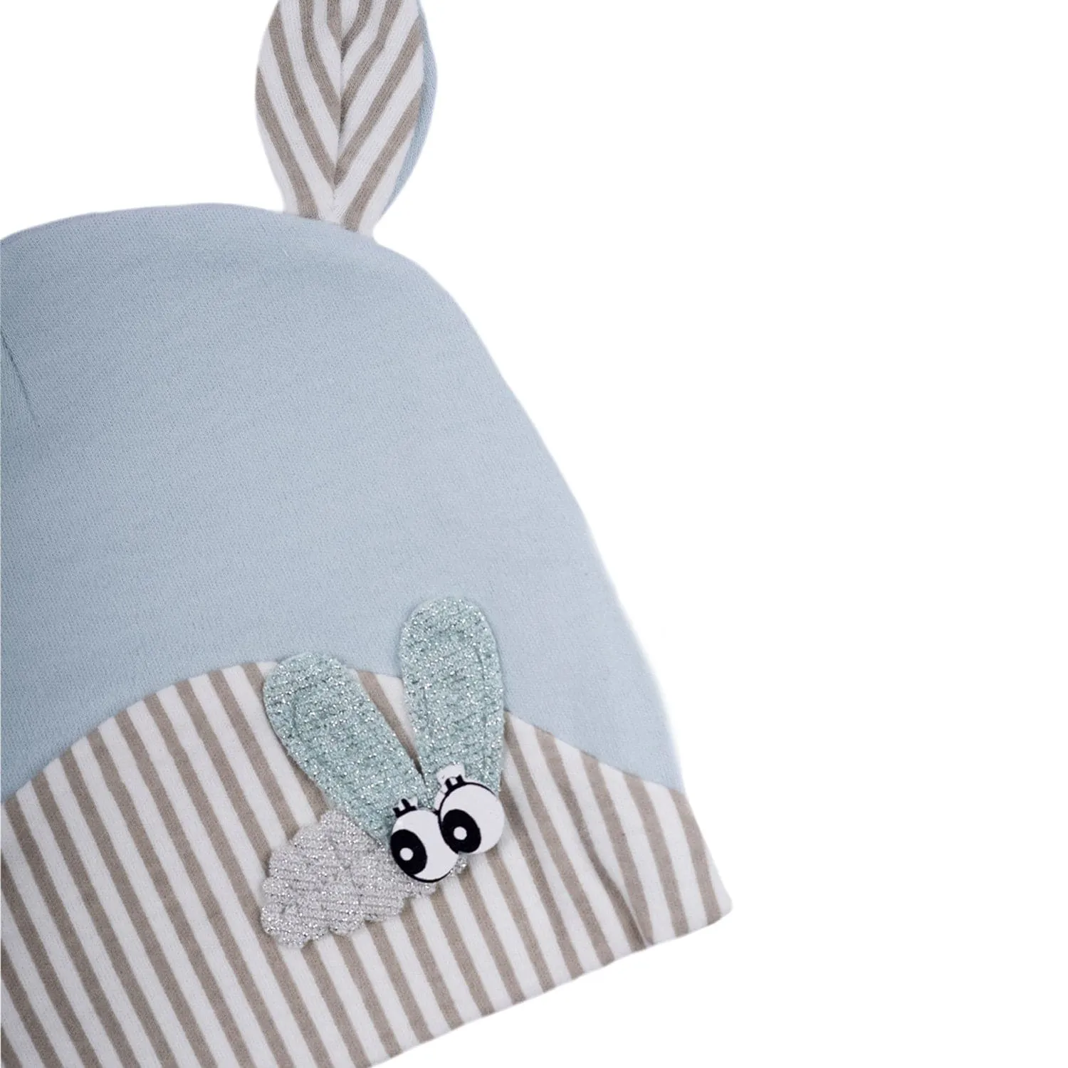 Baby Moo Busy Bee All Season Stretchable Hosiery Warm 3D Beanie Cap - Blue