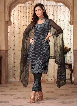 Black Dori Embroidered Pakistani Pant Style Suit