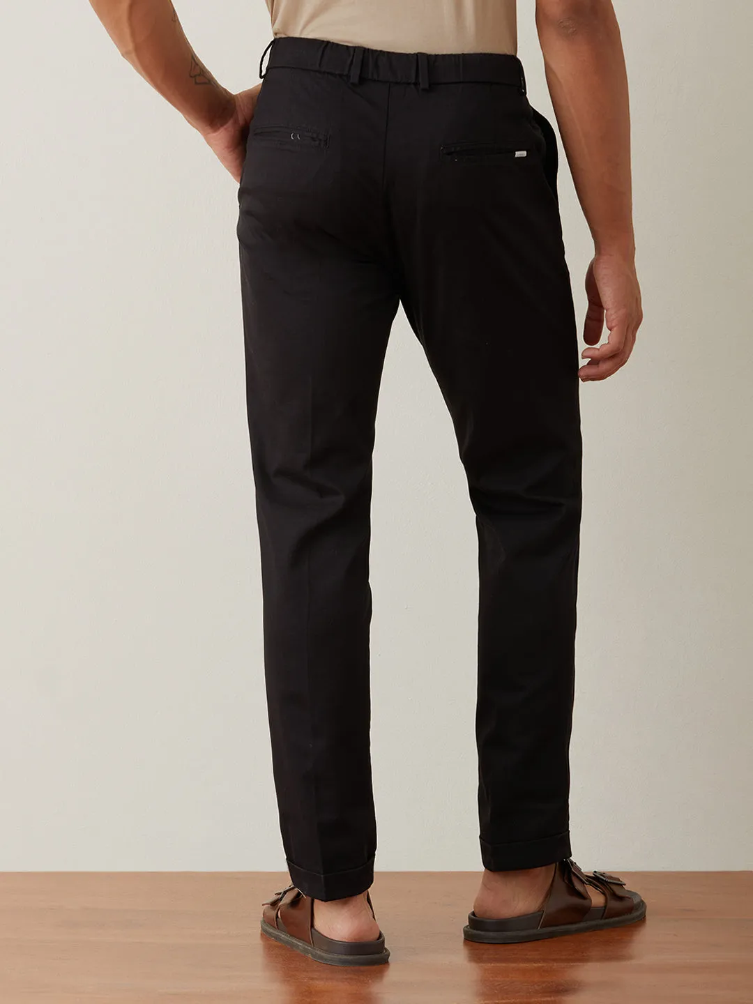 Black Plain Cotton Loose Pants