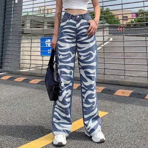 Blue And White Striped Baggy Pants