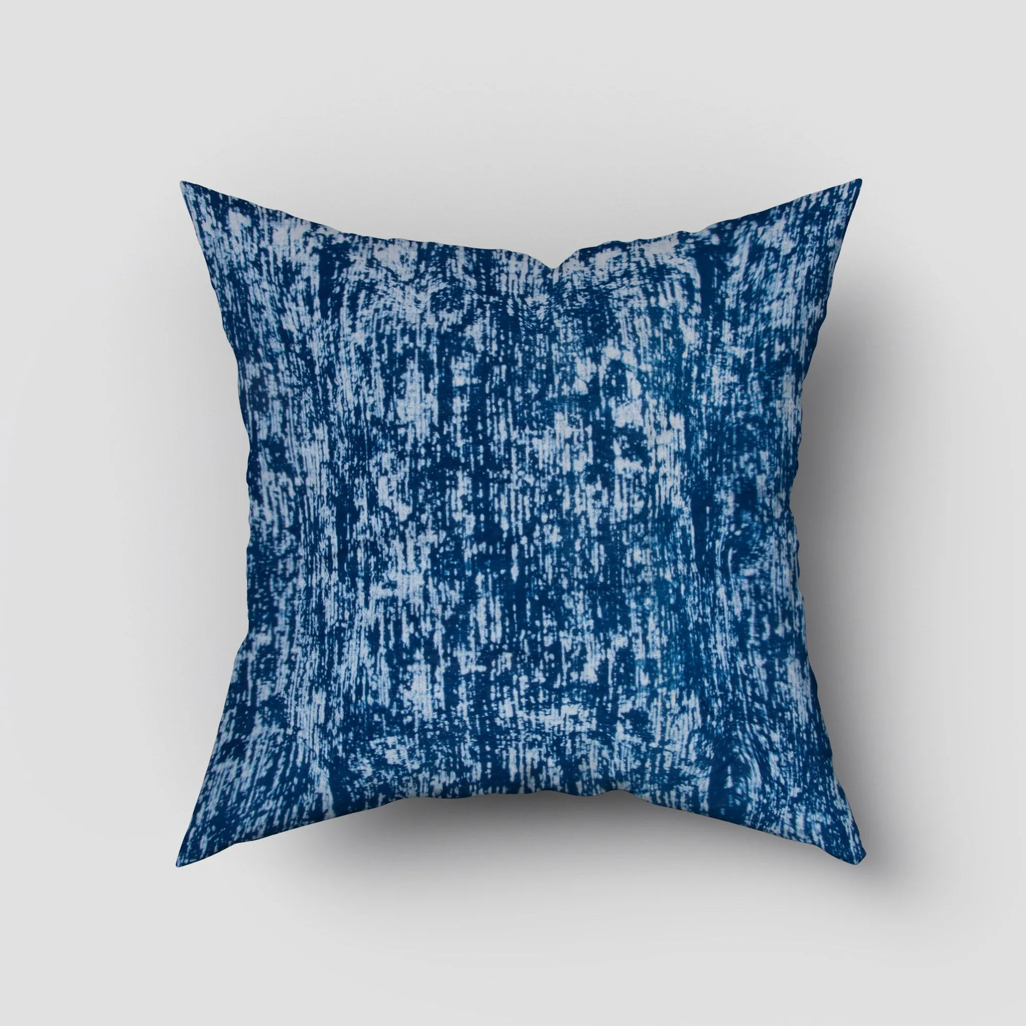 Blue Hand Block Abstract Printed Cotton Cushion Cover 24x24