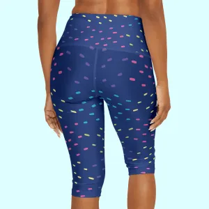 Blue With Pastel Specs Yoga Capri Leggings