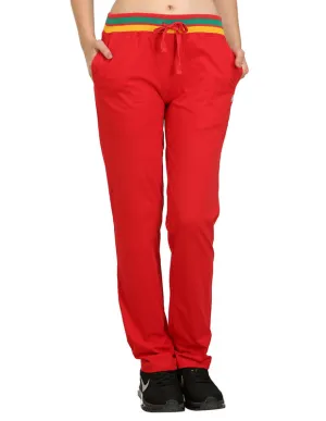 Bodyactive Women Red Trackpant-LL3-RED