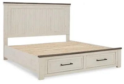 Brewgan California King Panel Storage Bed with Mirrored Dresser, Chest and Nightstand