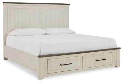 Brewgan California King Panel Storage Bed with Mirrored Dresser, Chest and Nightstand