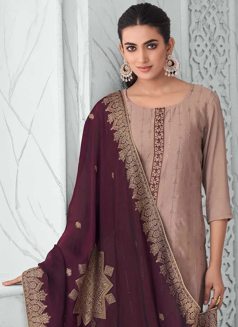 Brown Two Tone Sequence Embroidery Salwar Suit