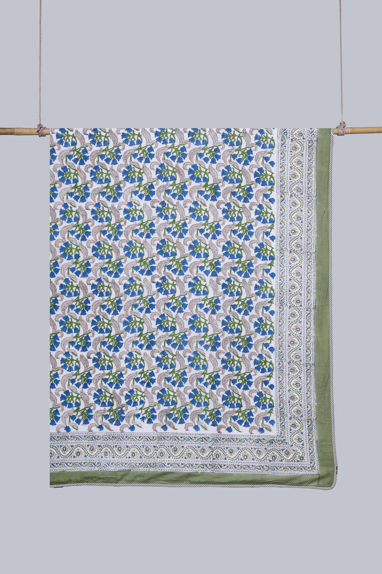 Butter Cup Bloom Green Reversible Cotton Muslin Dohar