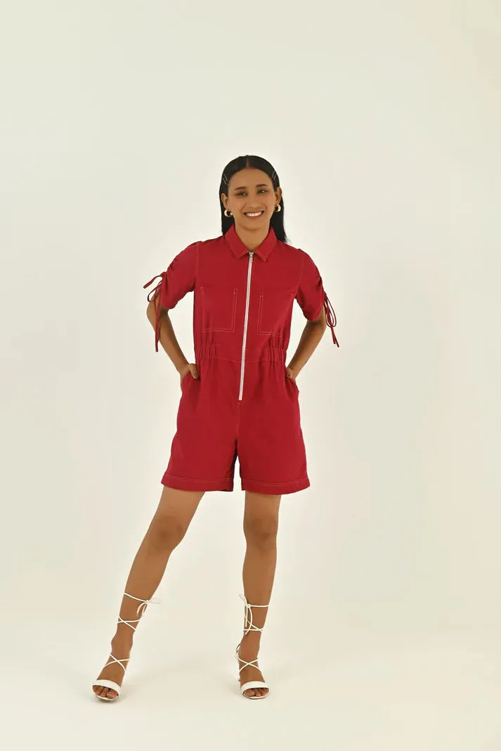 Cotton Relaxed fit Fushia Ladies Romper