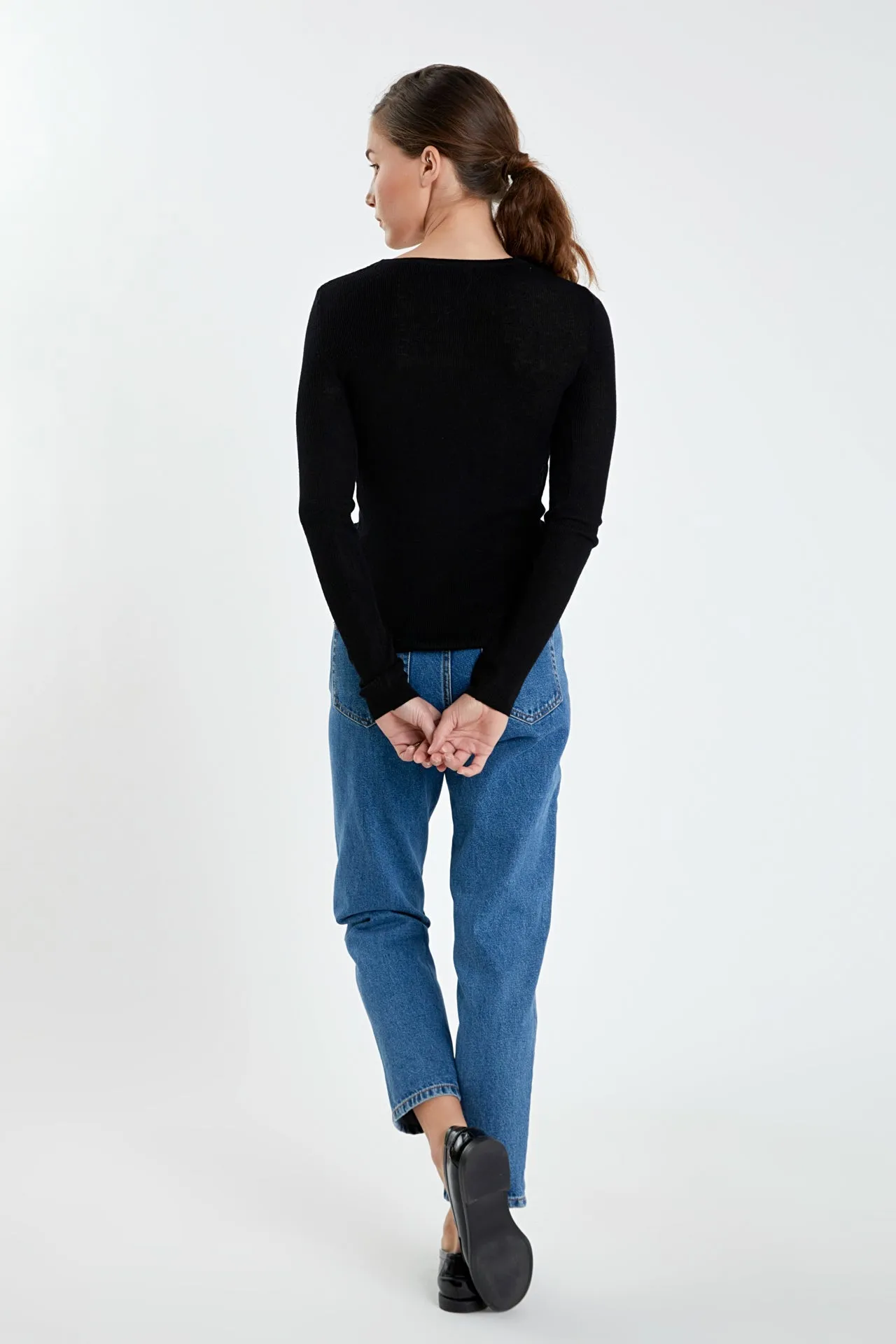 English Factory - Loose Knit Long Sleeve Top