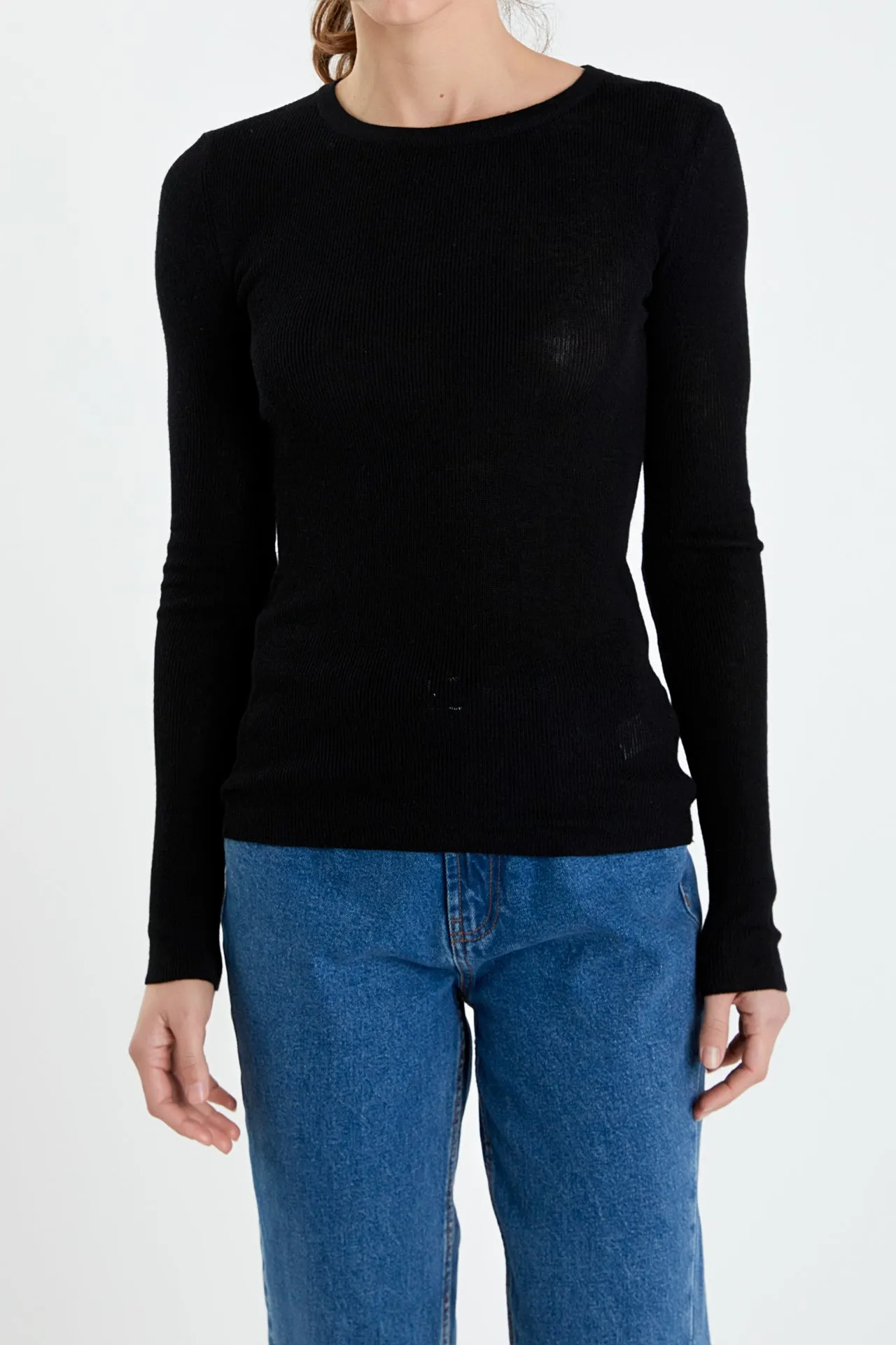 English Factory - Loose Knit Long Sleeve Top