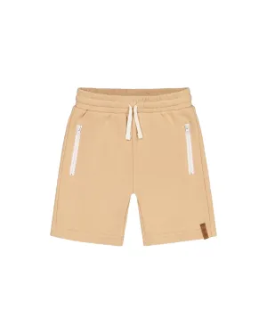 French Terry Short With Zipper Pockets Beige