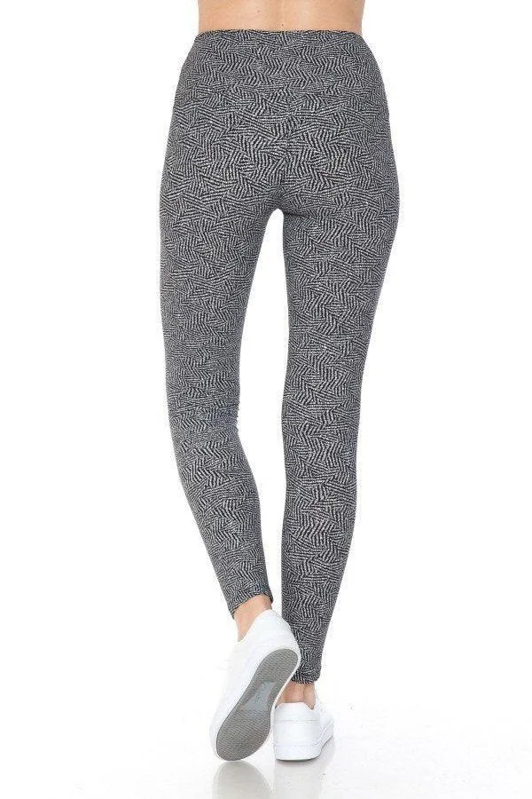 High Waist Yoga Style Banded Lined Multi Printed Knit Legging