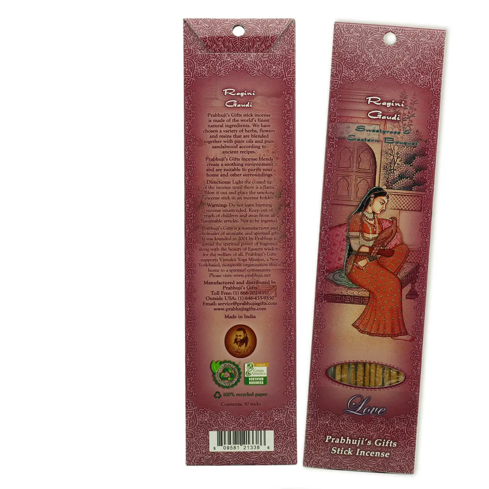 Incense Sticks Ragini Gaudi - Sweetgrass and Eastern Bouquet - Love