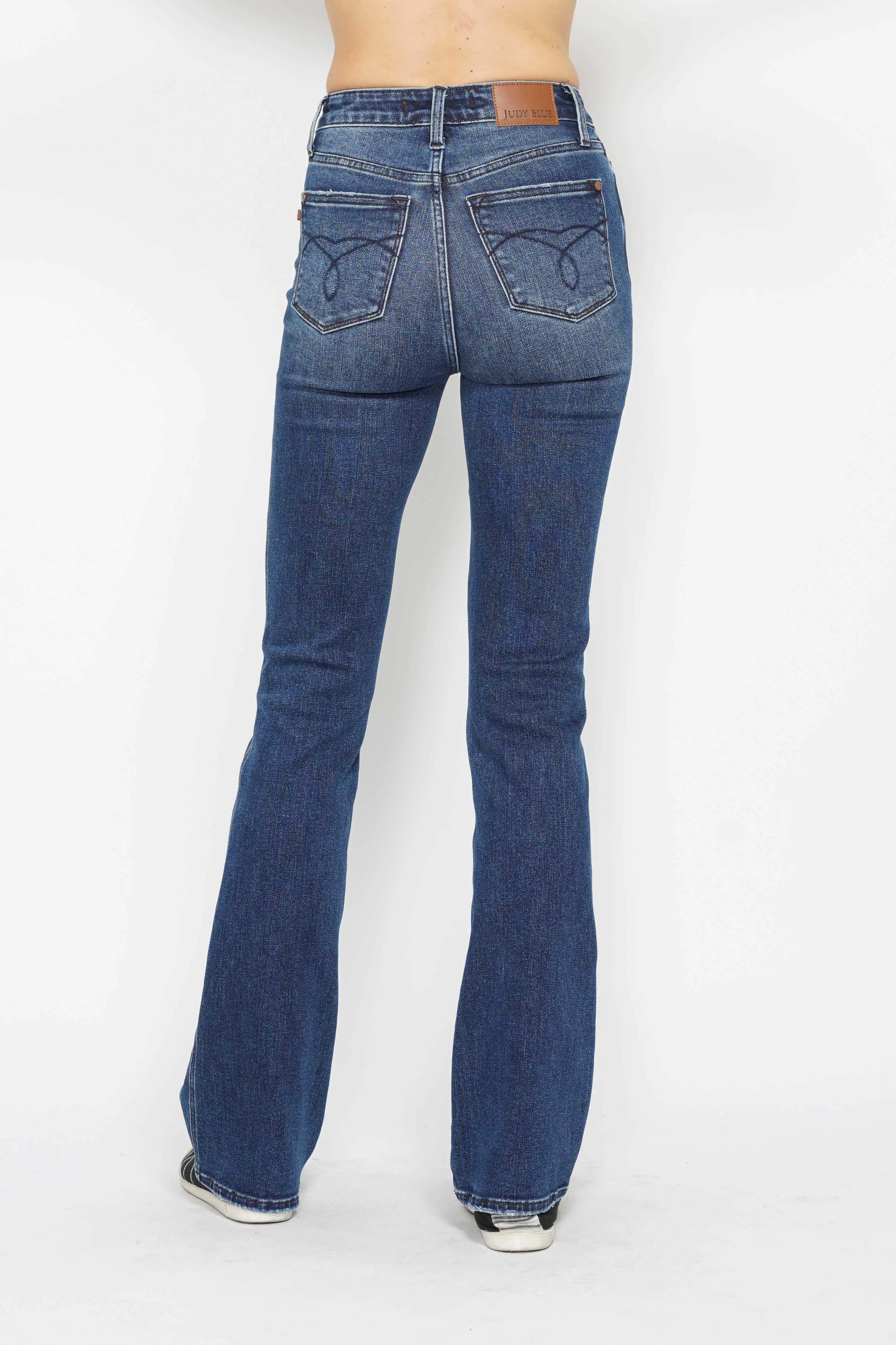 Judy Blue High Waist Tummy Control Back Pocket Embroidery Bootcut Denim 88786 - 3 Inseam Options: Short, Regular, Long