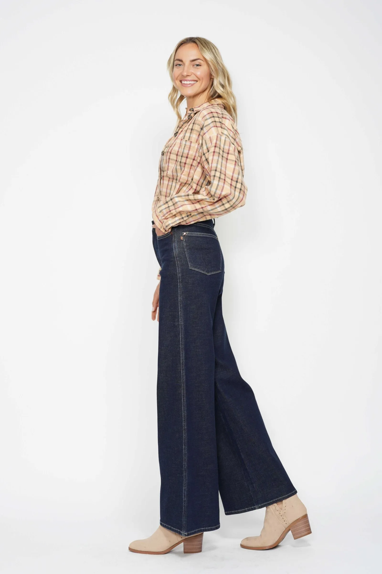 Judy Blue High Waist Tummy Control Retro Wide Leg Crop Denim 88849