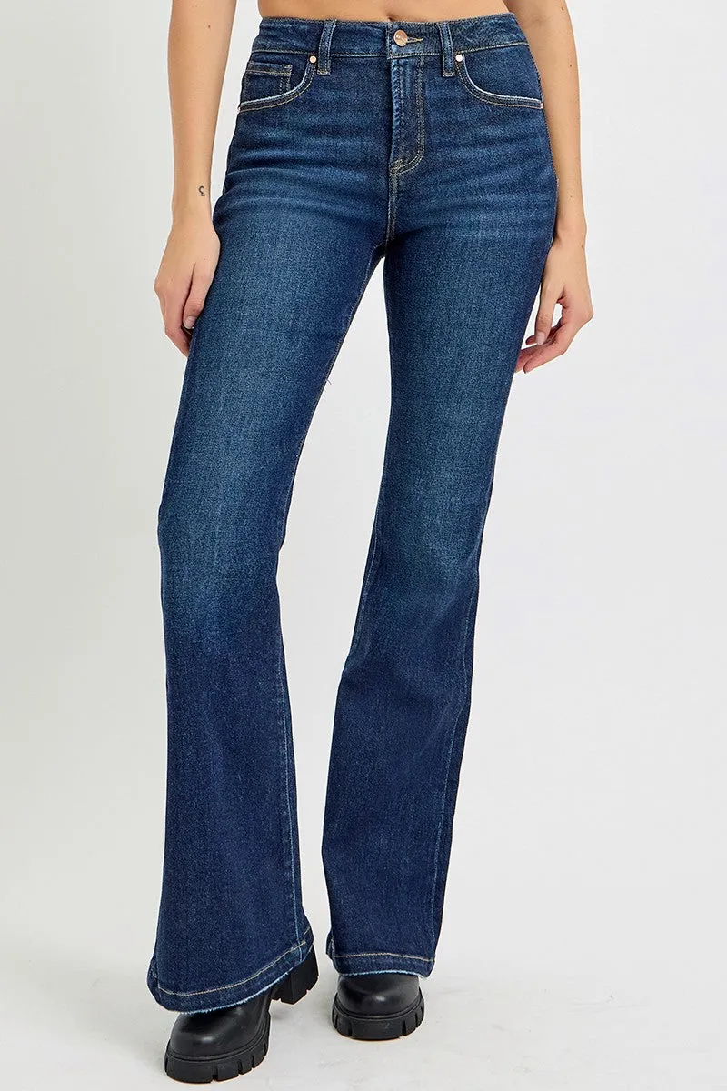 kesley RISEN Full Size High Rise Flare Jeans with Pockets