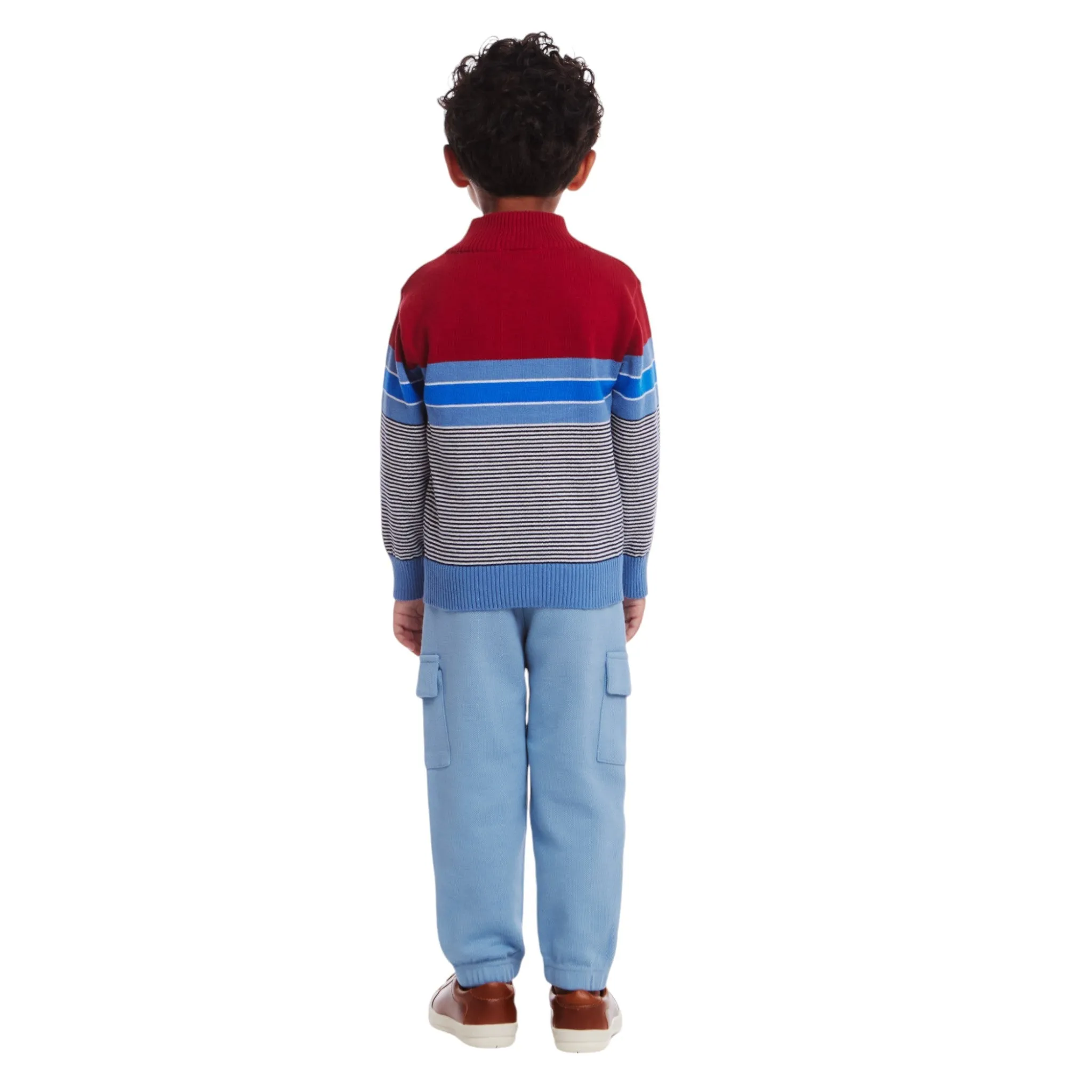 Kids Sweater & Jogger Set | Red Blue Stripes