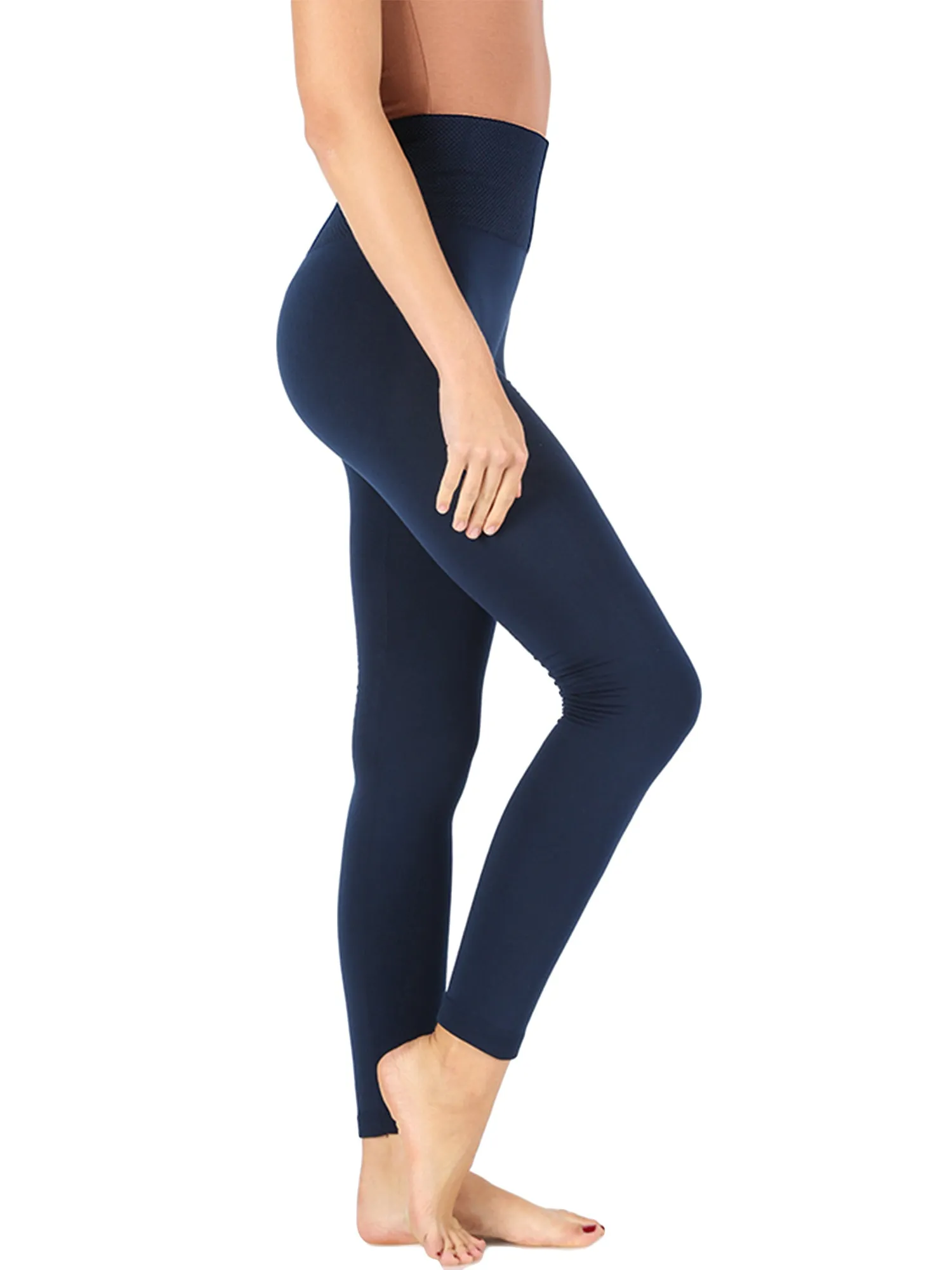 KOGMO Women's Active Warm Fleece Lined Seamless Leggings with High Diamond Shape Band (2 Piece Available)