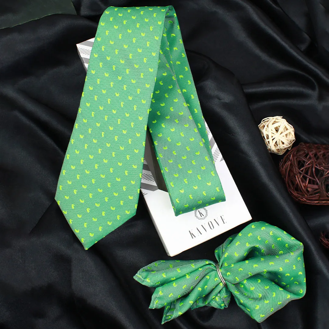 Kovove The Astro Mini Paisley Green Necktie and Pocket Square Gift Box