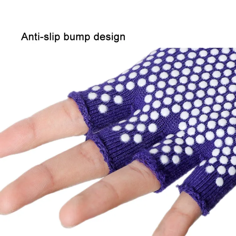 Ladies Non-Slip Fingerless Aerial Yoga Aid Gloves(Purple)