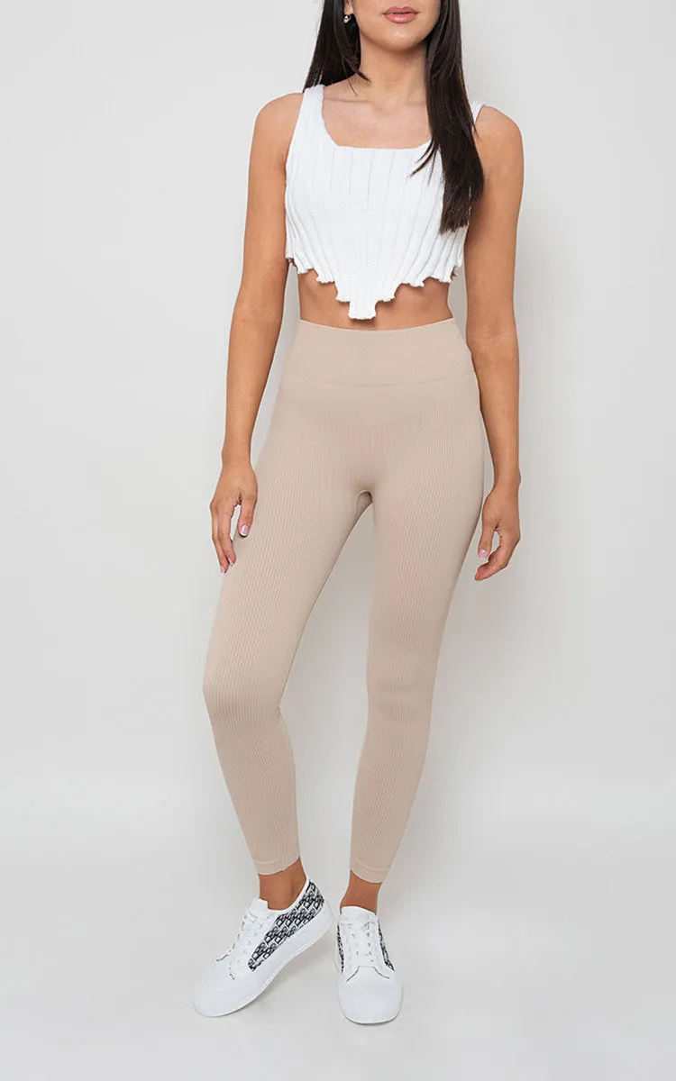 Lightweight High Waisted Rib Curvy Leggings