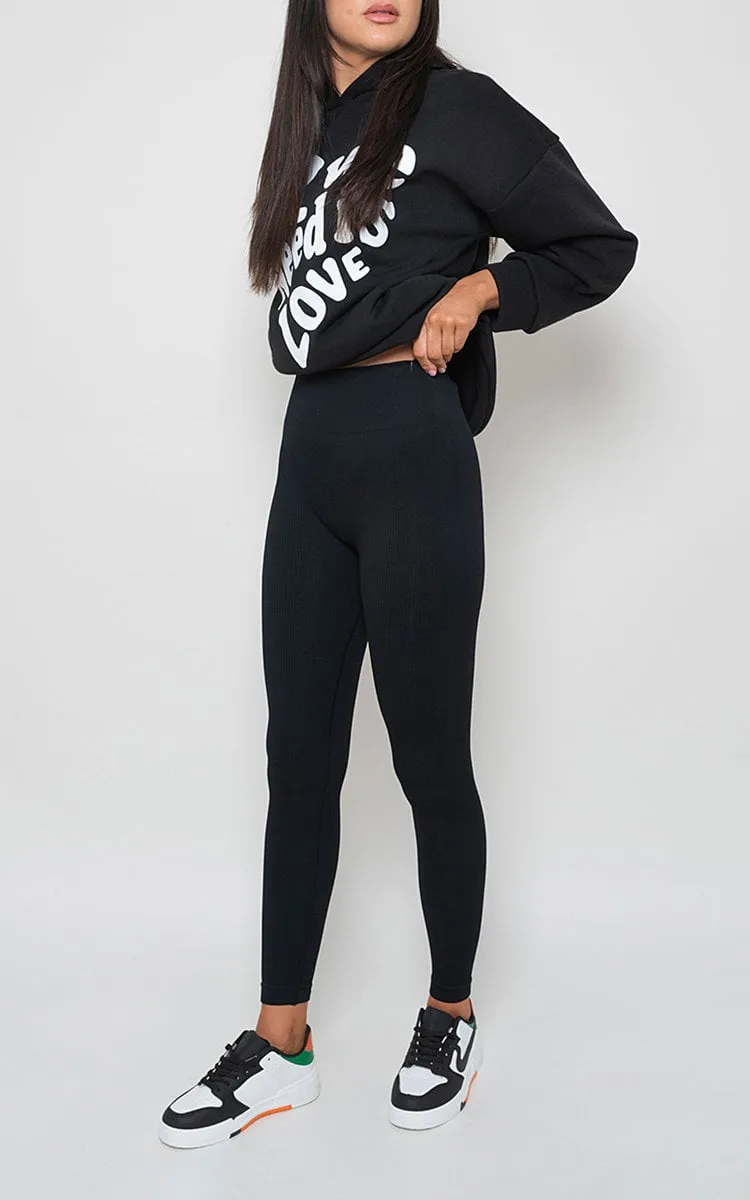 Lightweight High Waisted Rib Curvy Leggings