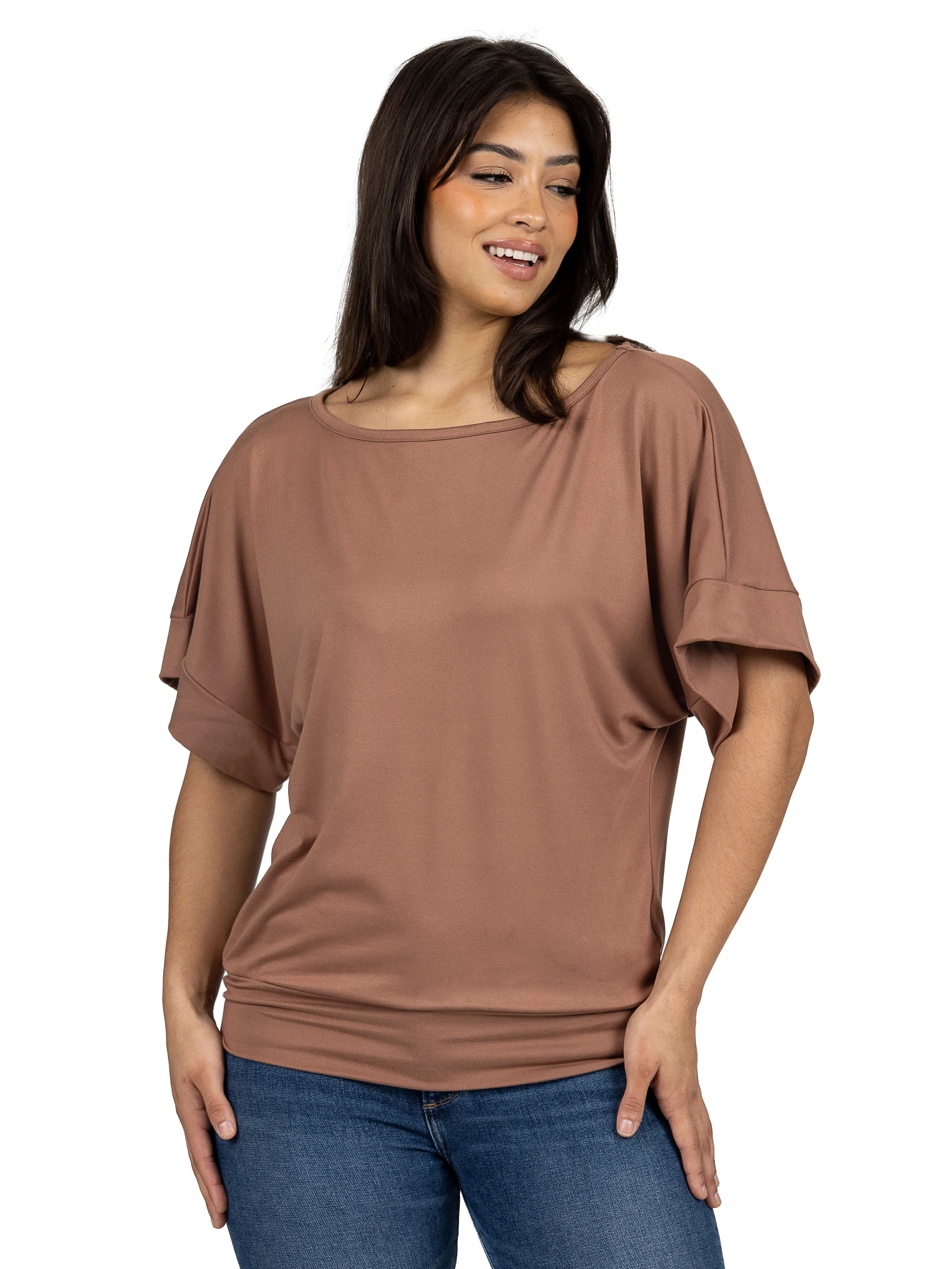 Loose Fit Dolman Top with Wide Sleeves