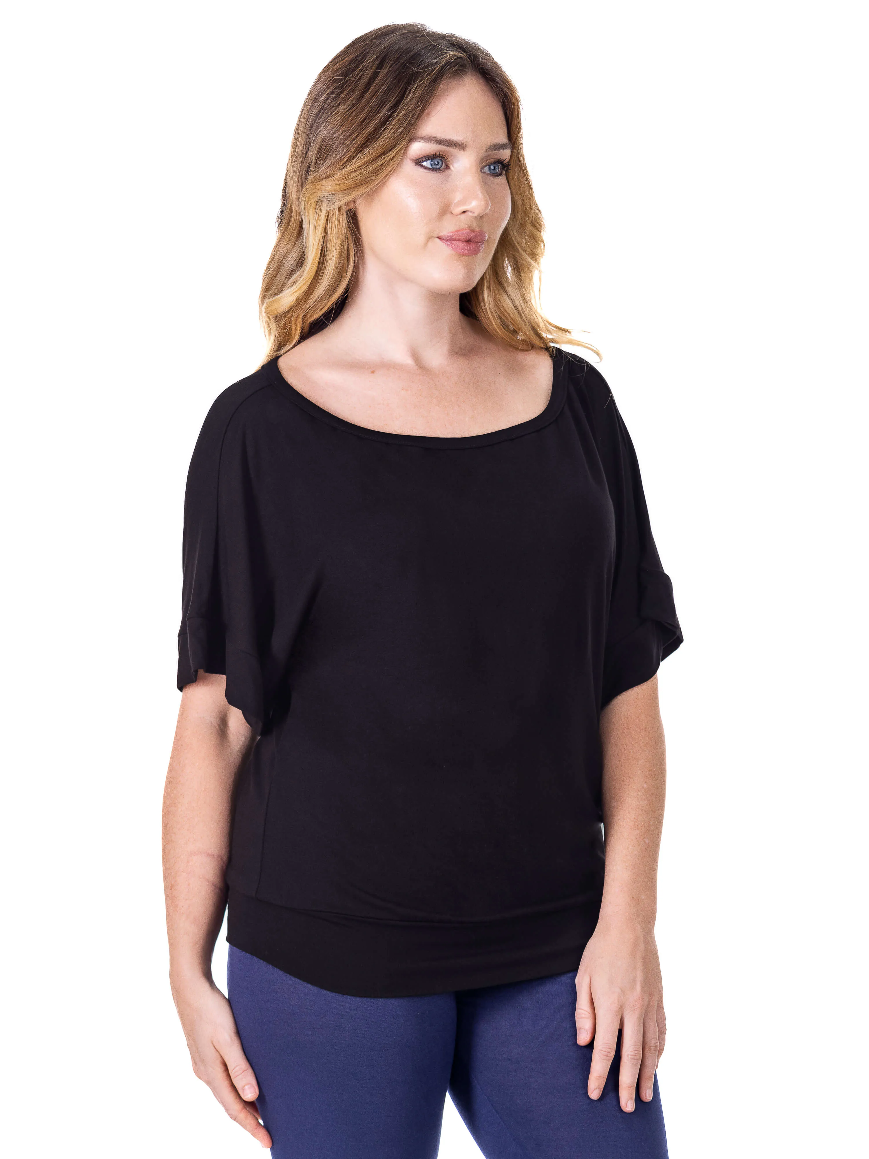 Loose Fit Dolman Top with Wide Sleeves