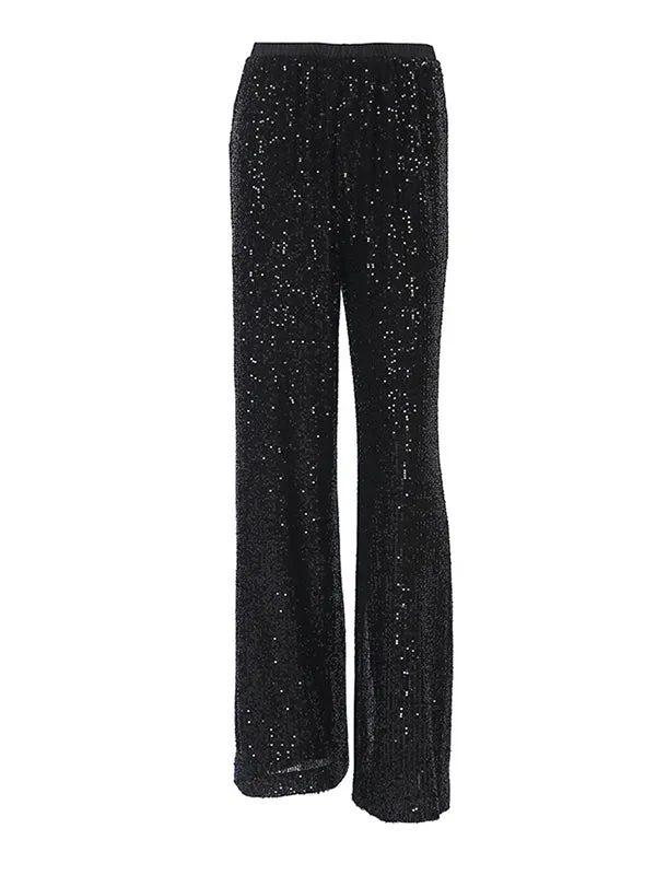 Loose Wide Leg Elasticity Sequined Pants Trousers