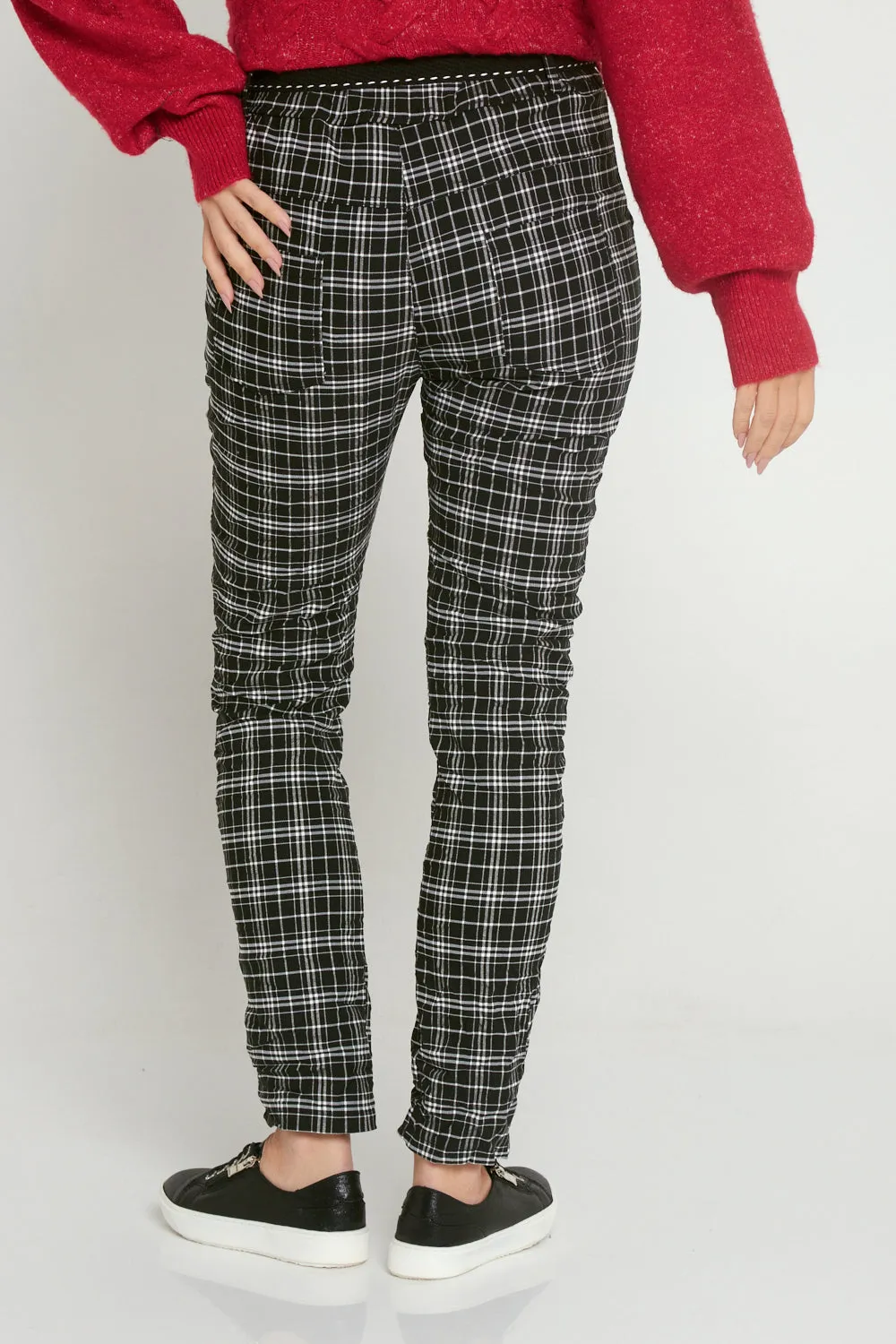 Megan Pants - Black/White Tartan