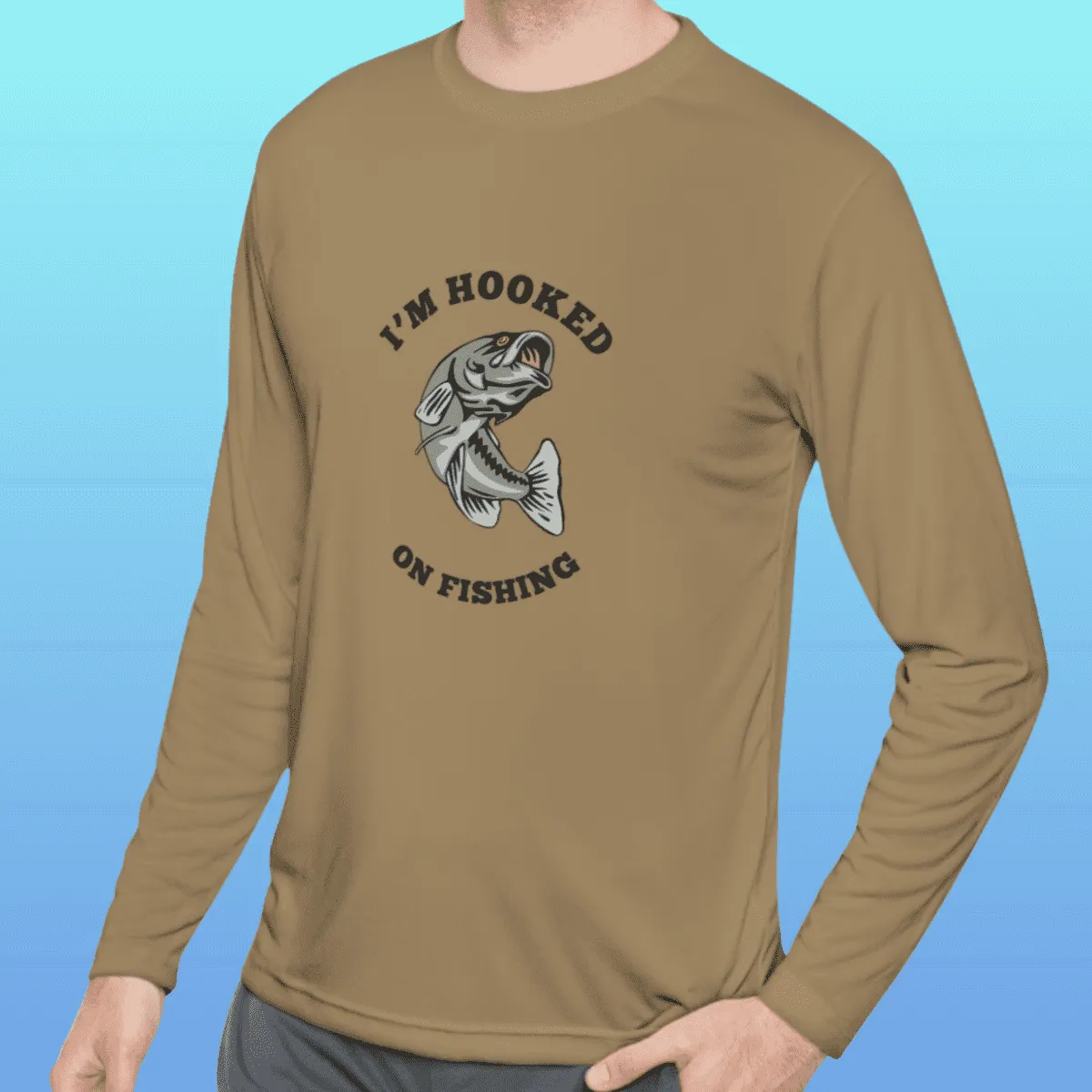 Men's Hooked On Fishing Long Sleeve Moisture-Wicking Tee