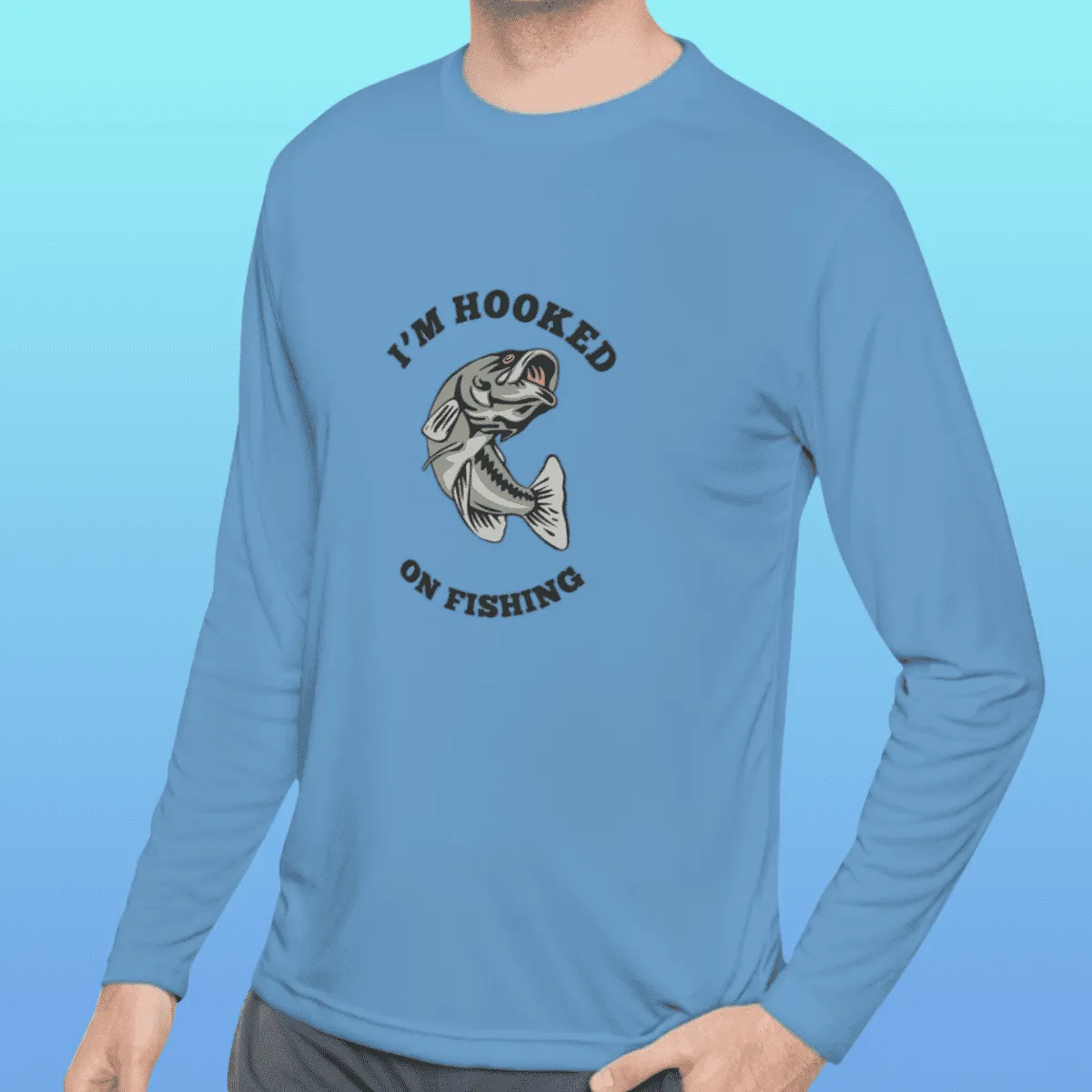 Men's Hooked On Fishing Long Sleeve Moisture-Wicking Tee