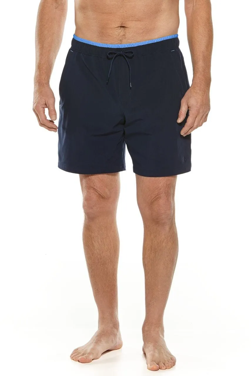 Men's Kahuna Swimming Shorts  |  Navy Surf Blue Piping